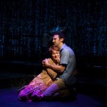 Ezra Barnes (background), Amy Griffin and Michael Gabriel Goodfriend in THE ENGLISH BRIDE at 59E59 Theaters. Photo by Joyce Liao